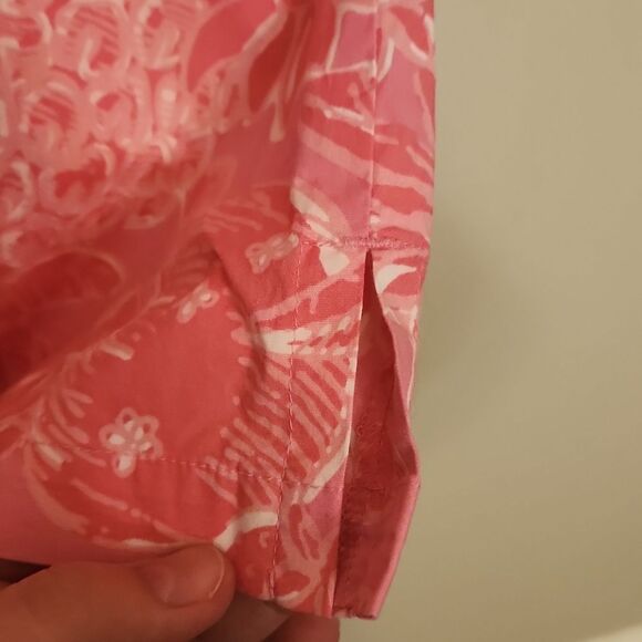 Lilly Pulitzer "Palm Beach Fit" Pink Tropical Print Cropped Pants Size 8 - Picture 4 of 12